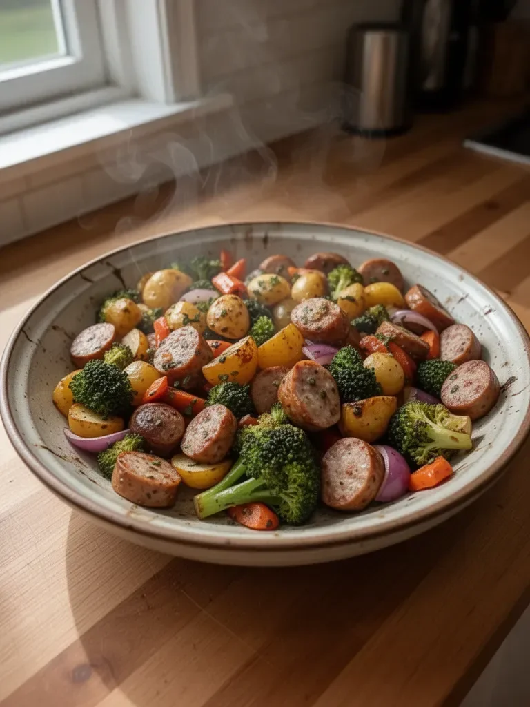 Roasted Vegetable and Chicken Sausage Sheet