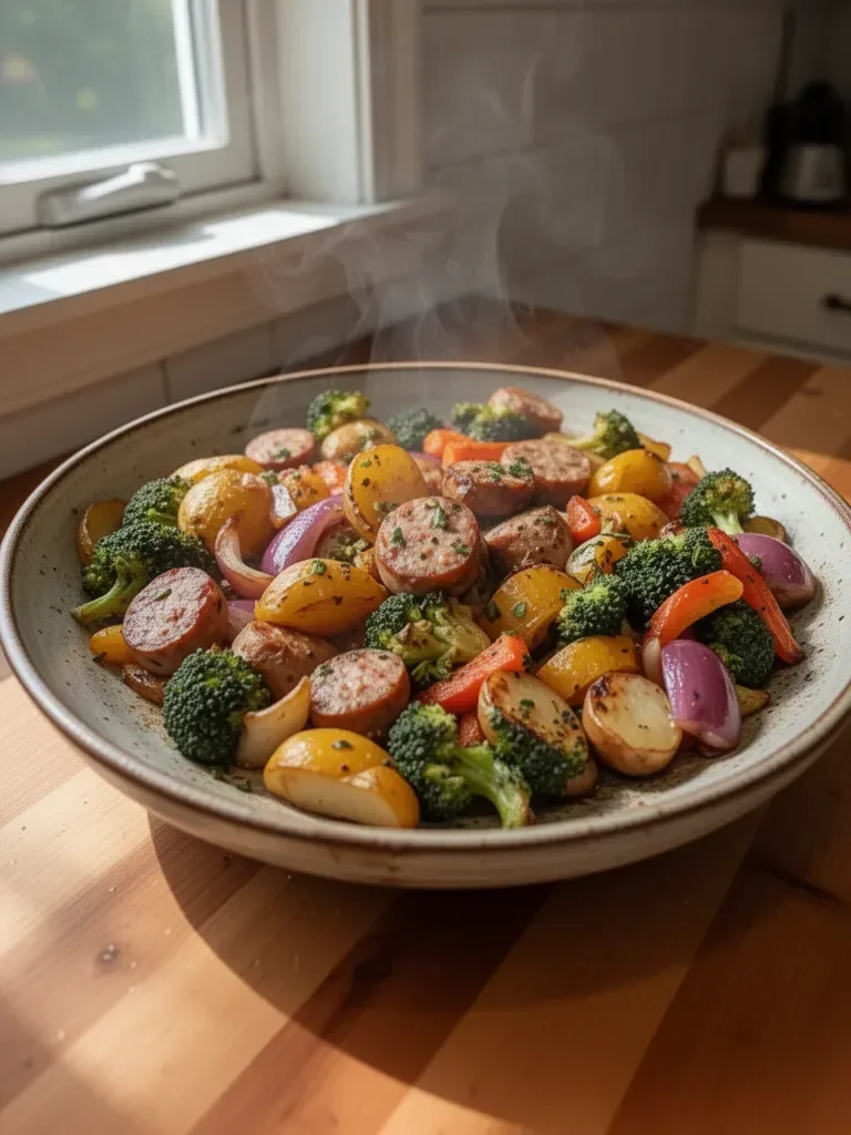 Roasted Veggie and Chicken Sausage Sheet Pan Dinner