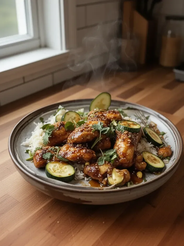 Sheet Pan Hot Honey Garlic Chicken and Zucchini