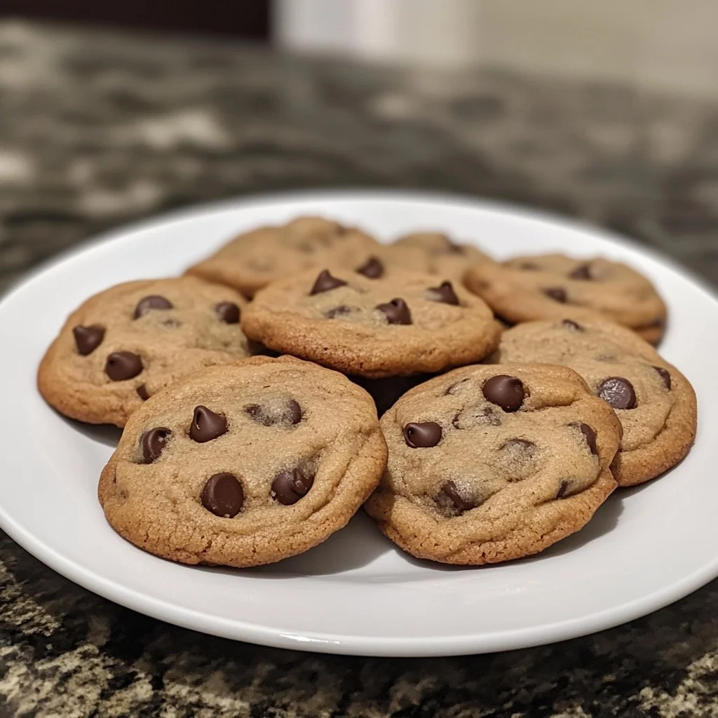 Delicious soft and chewy banana chocolate chip cookies on a baking tray.