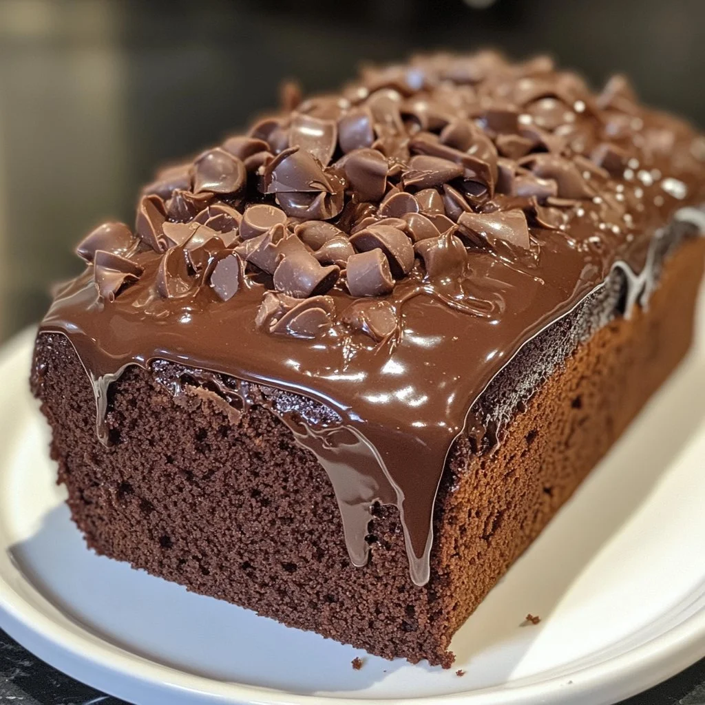 Delicious sour cream chocolate loaf cake fresh from the oven