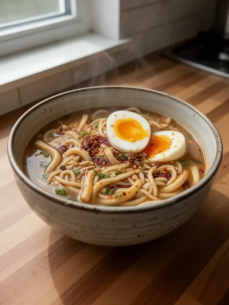 Spicy Peanut Udon Noodle Soup