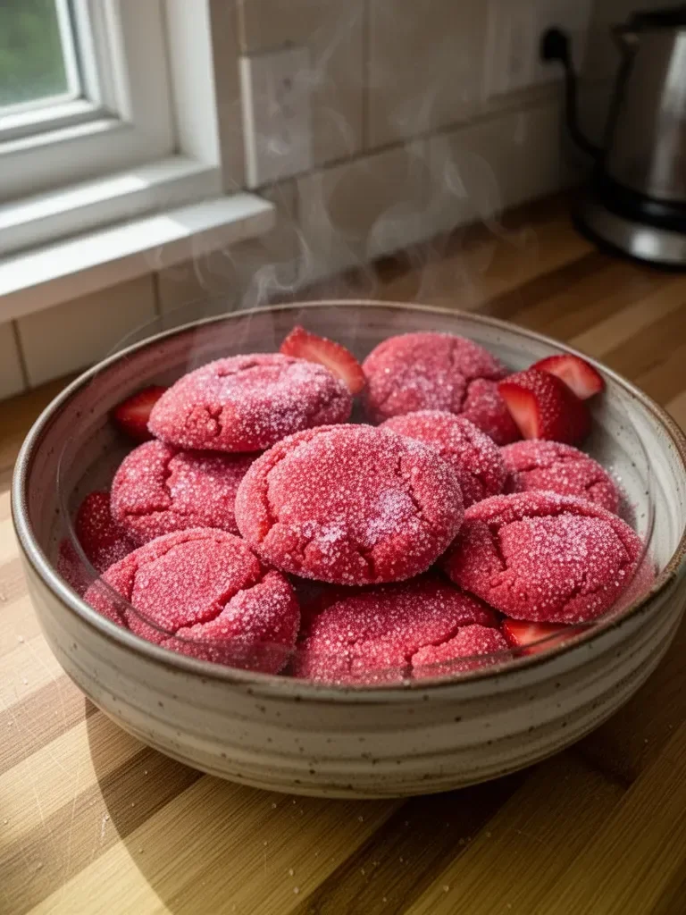 Strawberry Sugar Cookies with Sparkling Strawberry Sugar