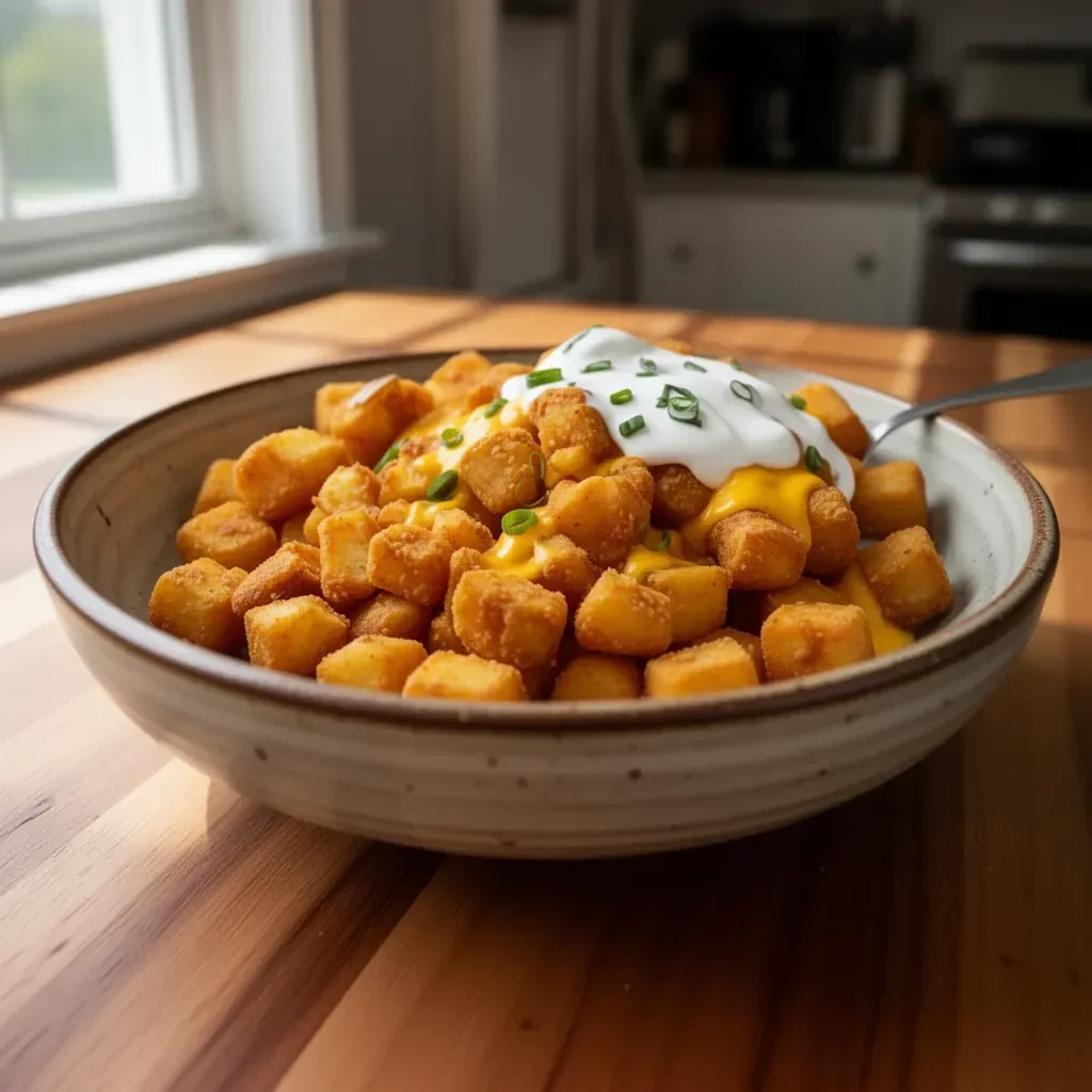 Homemade Taco Bell Potato Bites recipe with crispy golden outsides and creamy interiors.