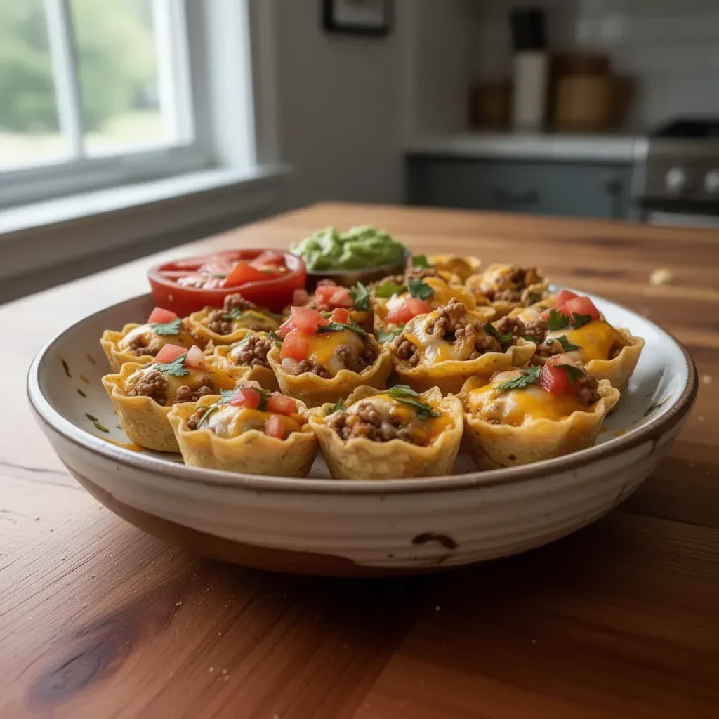 Taco Ranch Bites served on a plate with salsa and garnishes