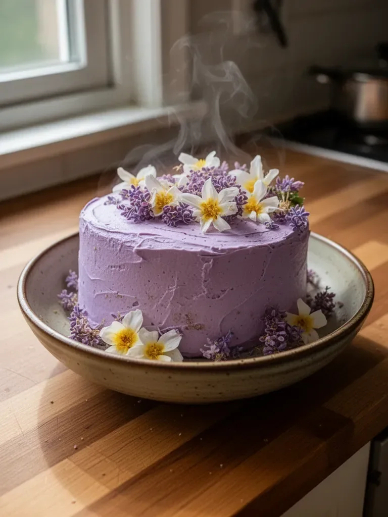 Vegan Lilac Lemon Cake