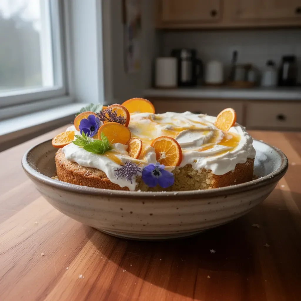 Delicious winter citrus olive oil cake topped with creamy citrus frosting