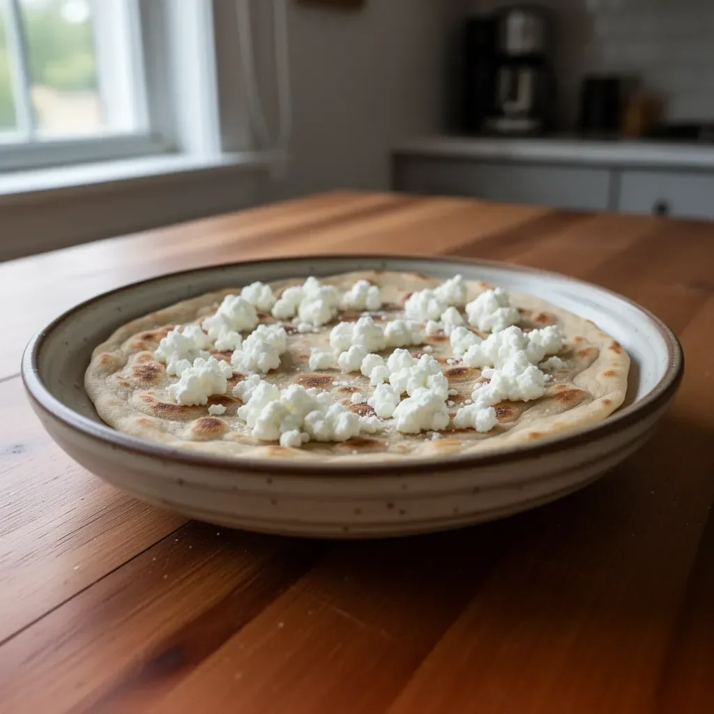 High protein cottage cheese flatbread made with just 2 ingredients.