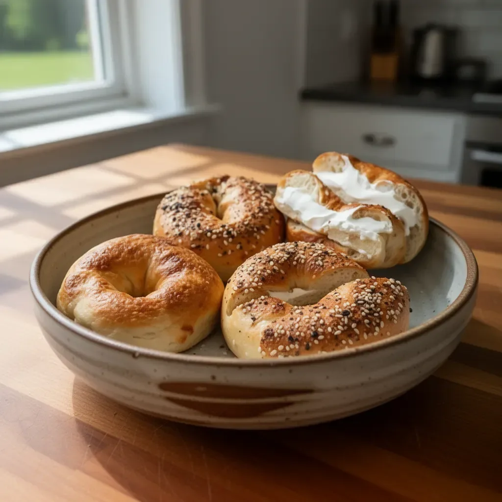 Delicious air fryer protein bagels ready to be served, rich in protein and flavor.