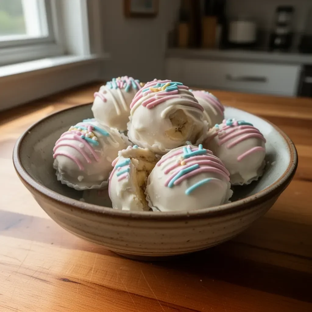 Delicious Banana Pudding Easter Truffles on a festive plate
