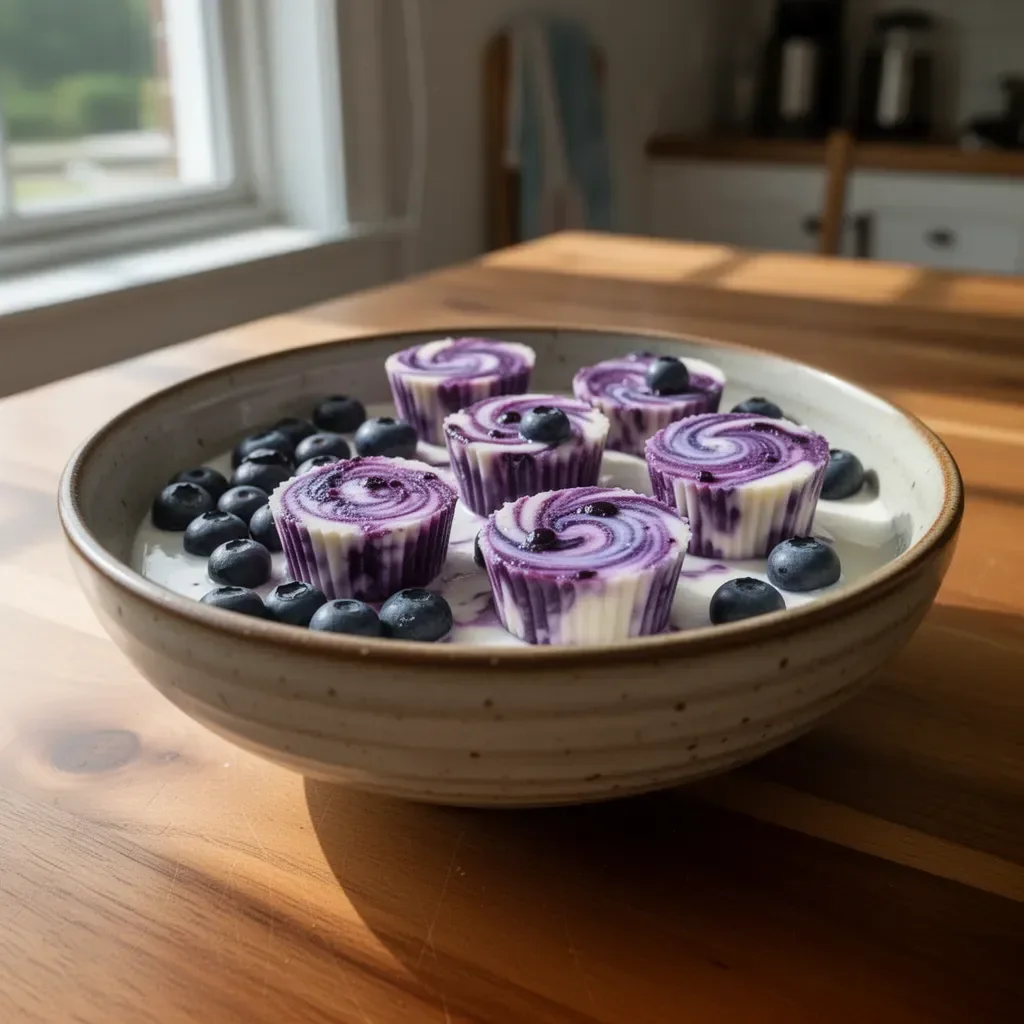 Blueberry swirl yogurt bites, a healthy and tasty snack option