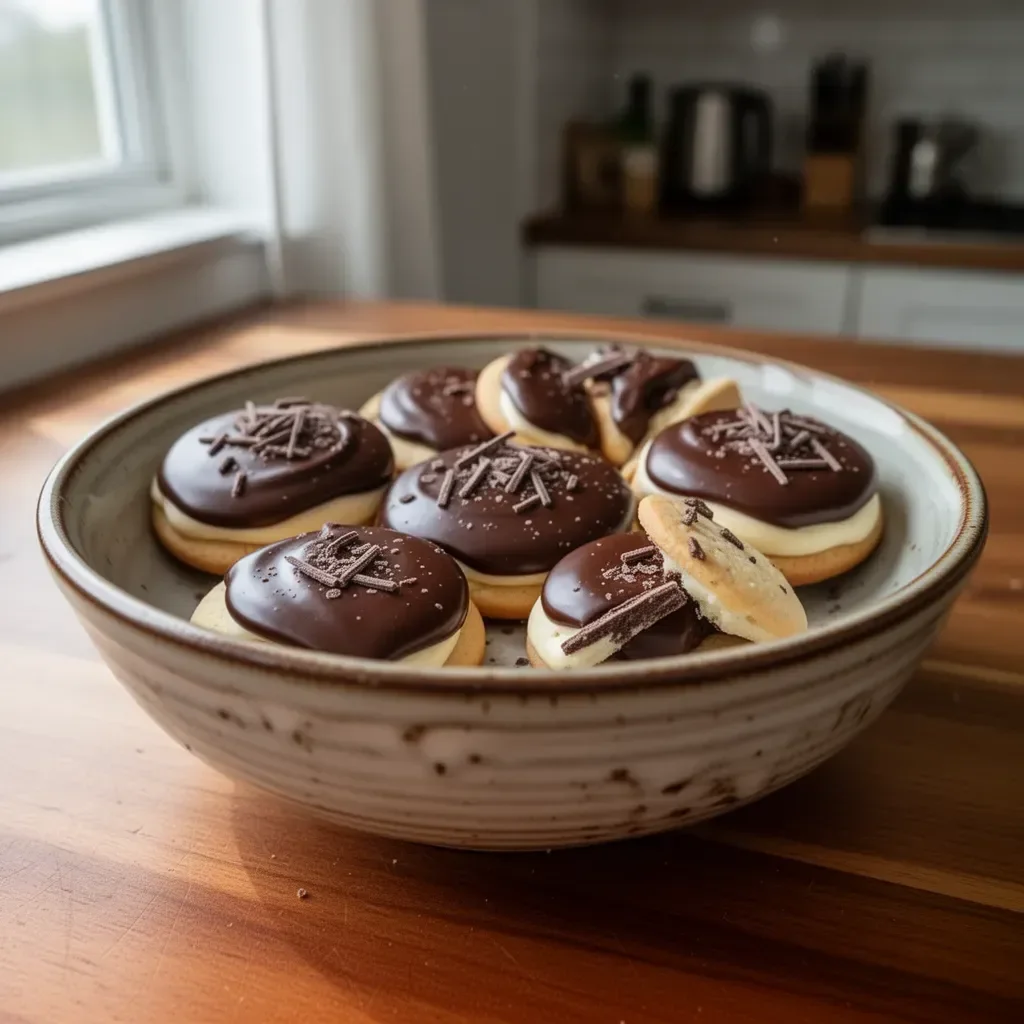Delicious Boston Cream Pie Cookies with chocolate frosting and cream filling