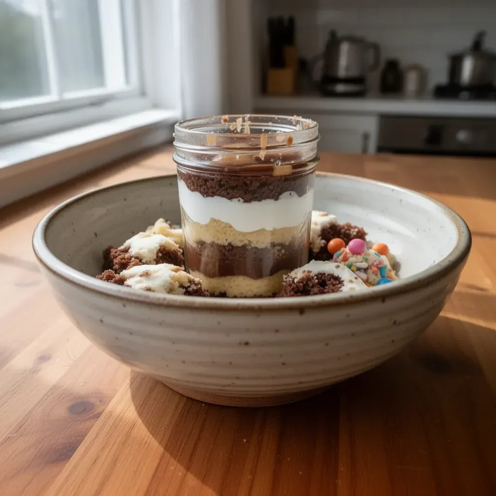 Delicious Cake in a Jar showcasing layered sponge and frosting