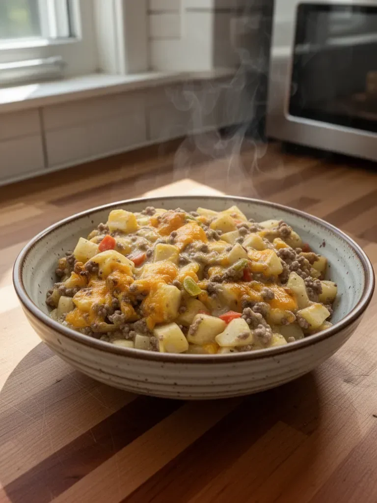 Cheesy Ground Beef & Potato Casserole