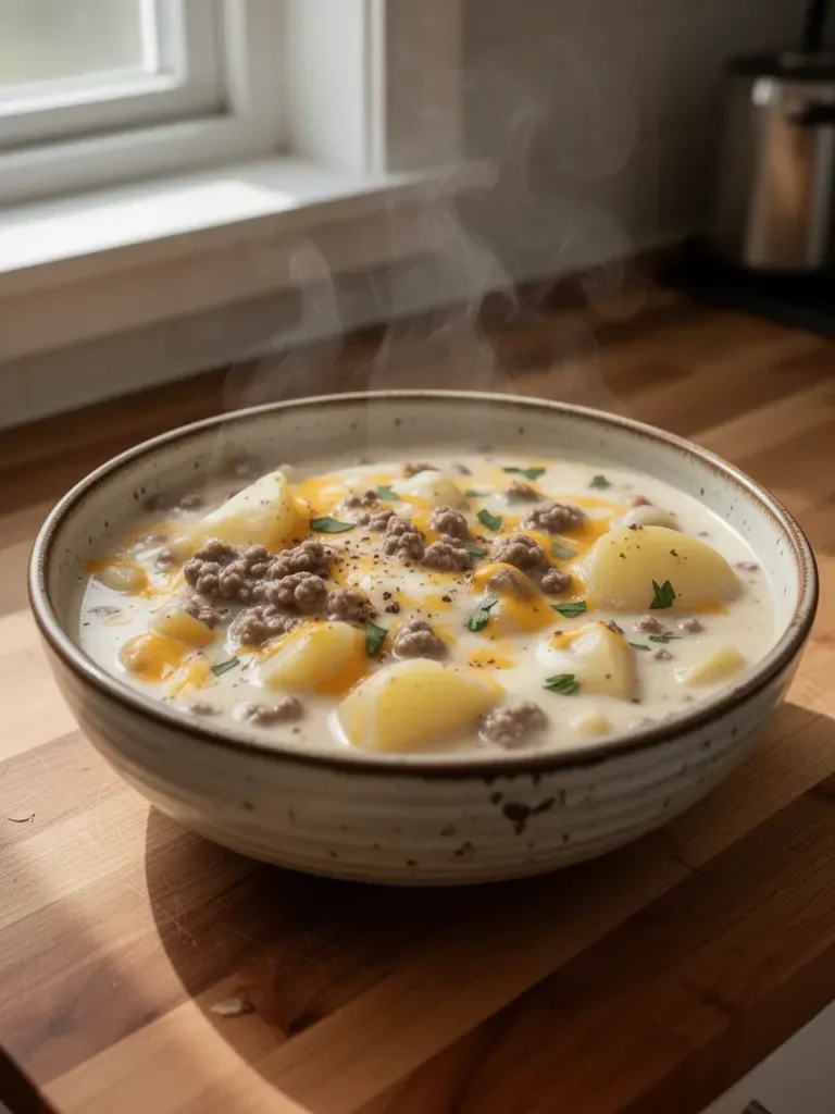 Cheesy Hamburger Potato Soup