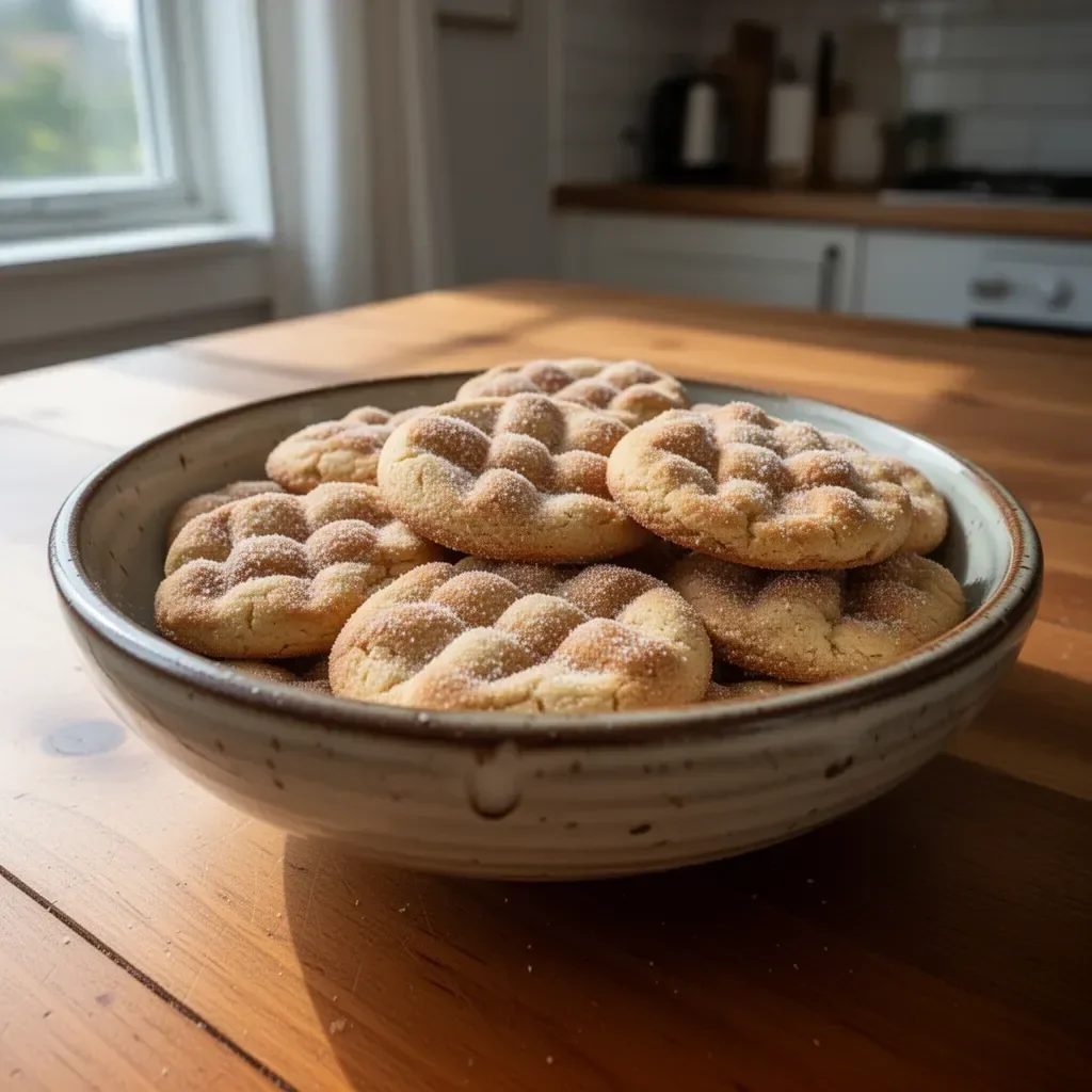 Freshly baked churro cookies coated in cinnamon sugar