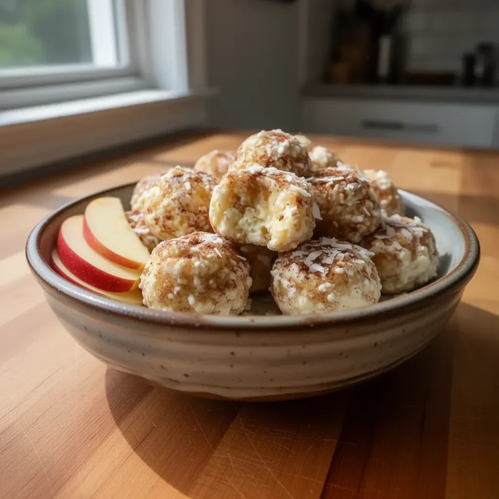 Cinnamon Apple Cottage Cheese Bites served in a bowl