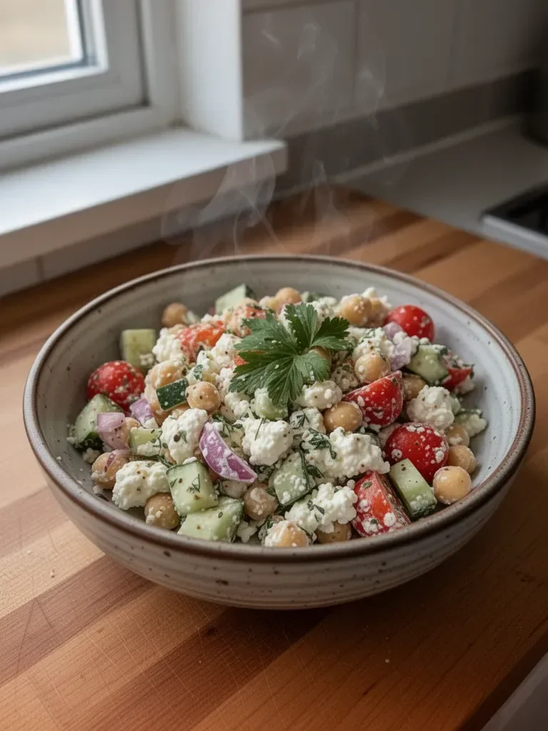 Cottage Cheese and Chickpeas Salad