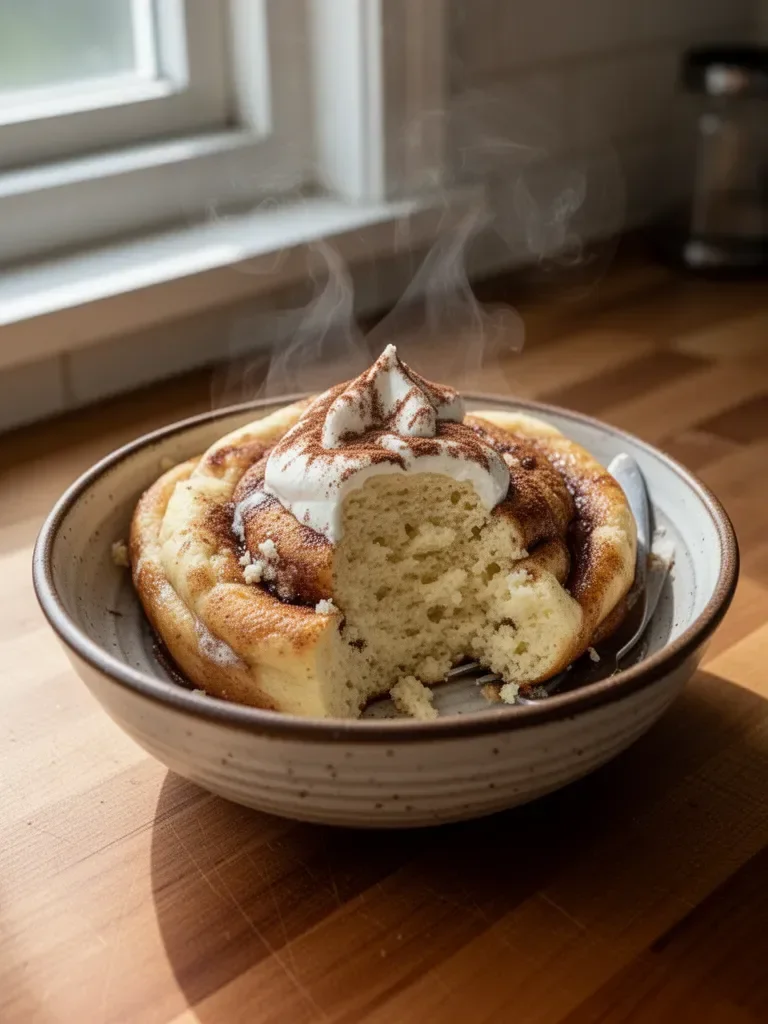 Cottage Cheese Cinnamon Roll Mug Cake