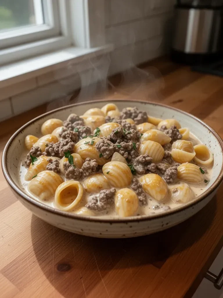 Creamy Beef and Shells