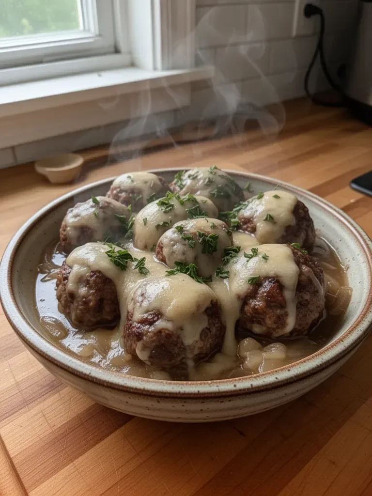 Crock Pot French Onion Meatballs