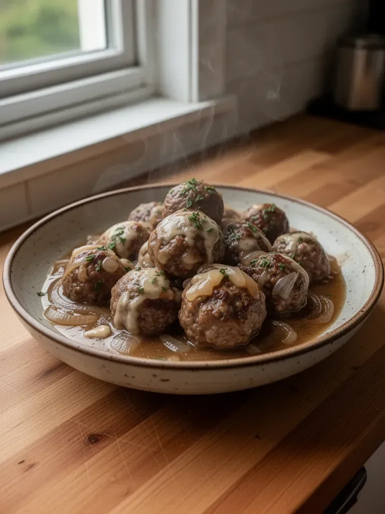 Crock Pot French Onion Meatballs