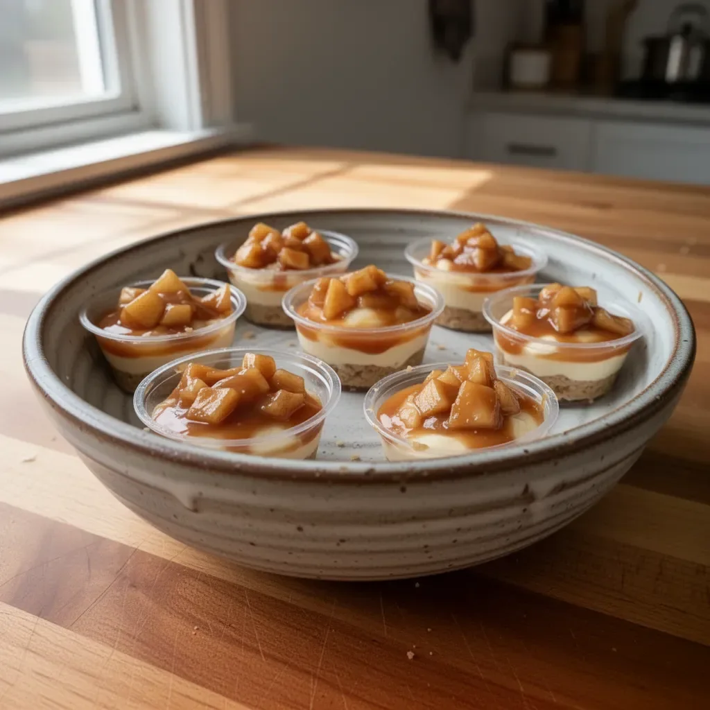 Easy no bake caramel apple dessert cups with fresh apples and caramel sauce