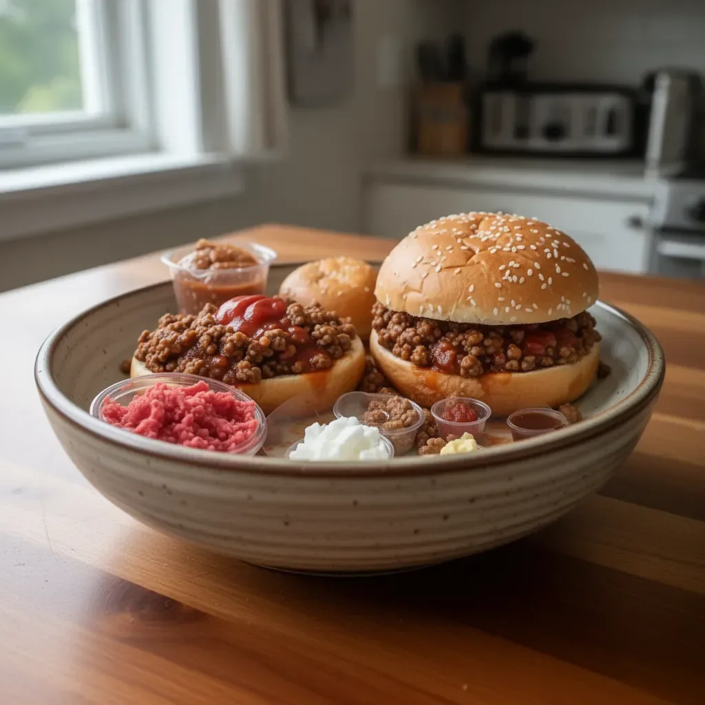 Delicious easy sloppy joes served with fresh ingredients on a bun