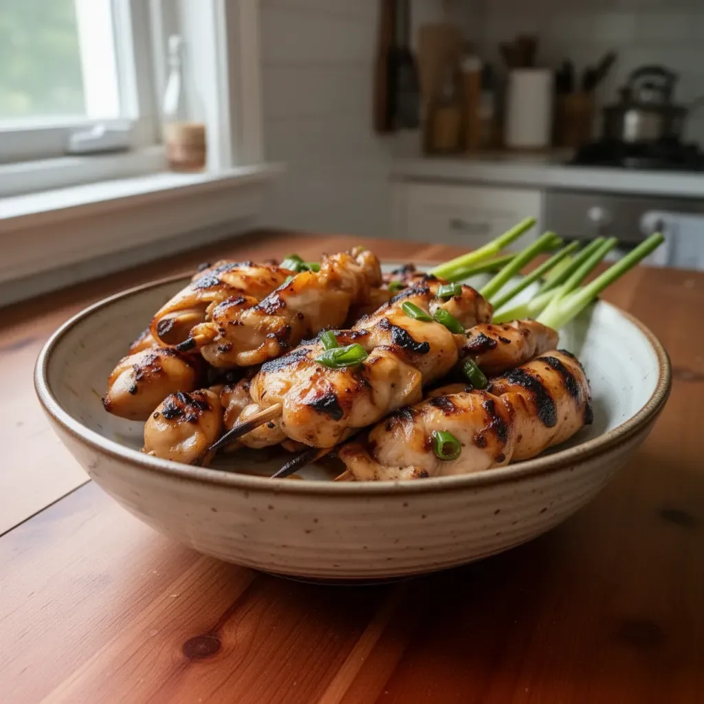 Grilled Vietnamese Chicken garnished with herbs and served on a plate