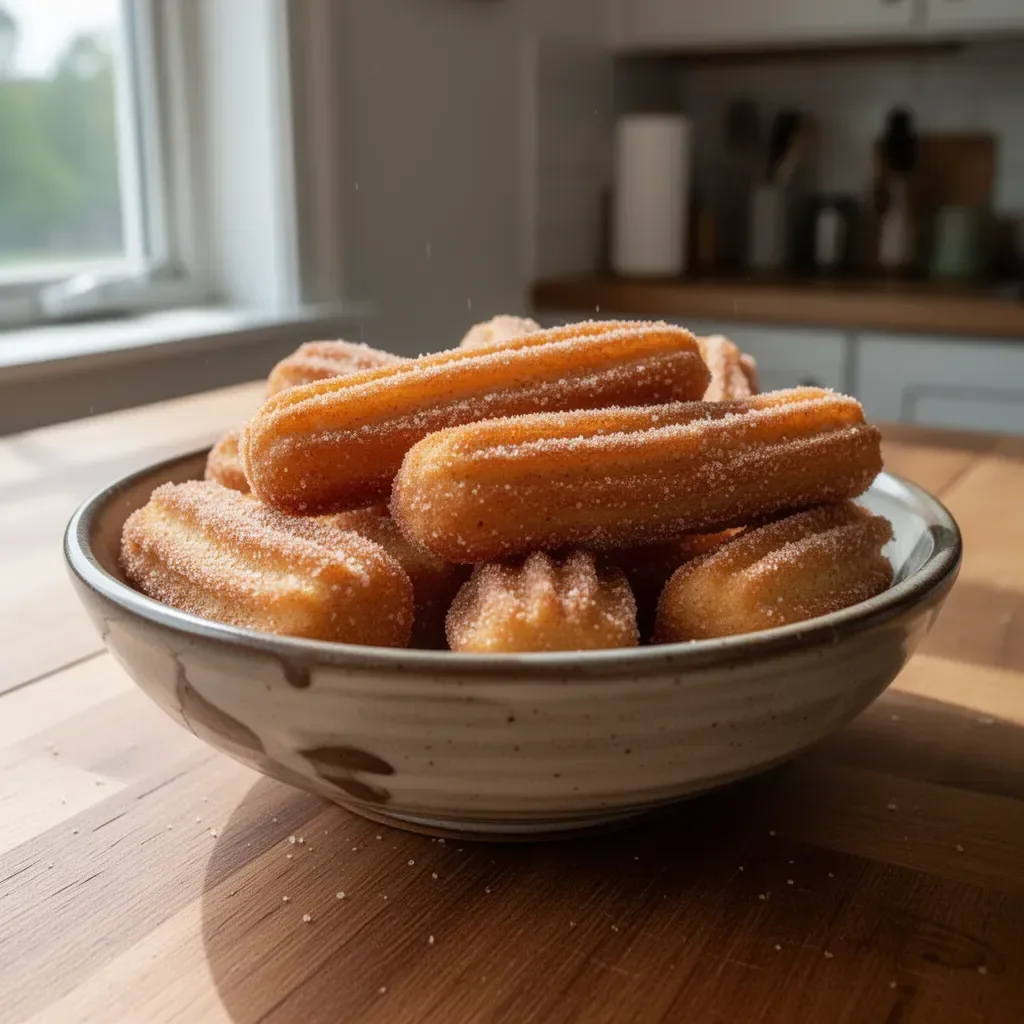 Healthy Baked Churro Bites with cinnamon sugar coating
