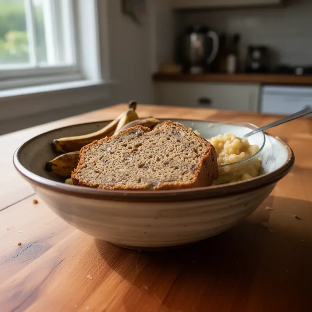 Healthy banana bread made with ripe bananas and wholesome ingredients