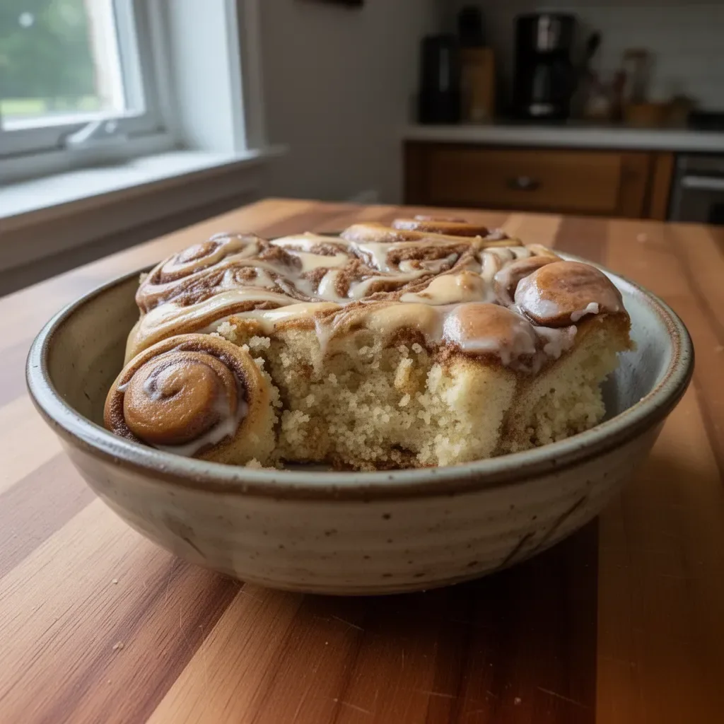 Delicious homemade cinnamon roll cake with cream cheese icing