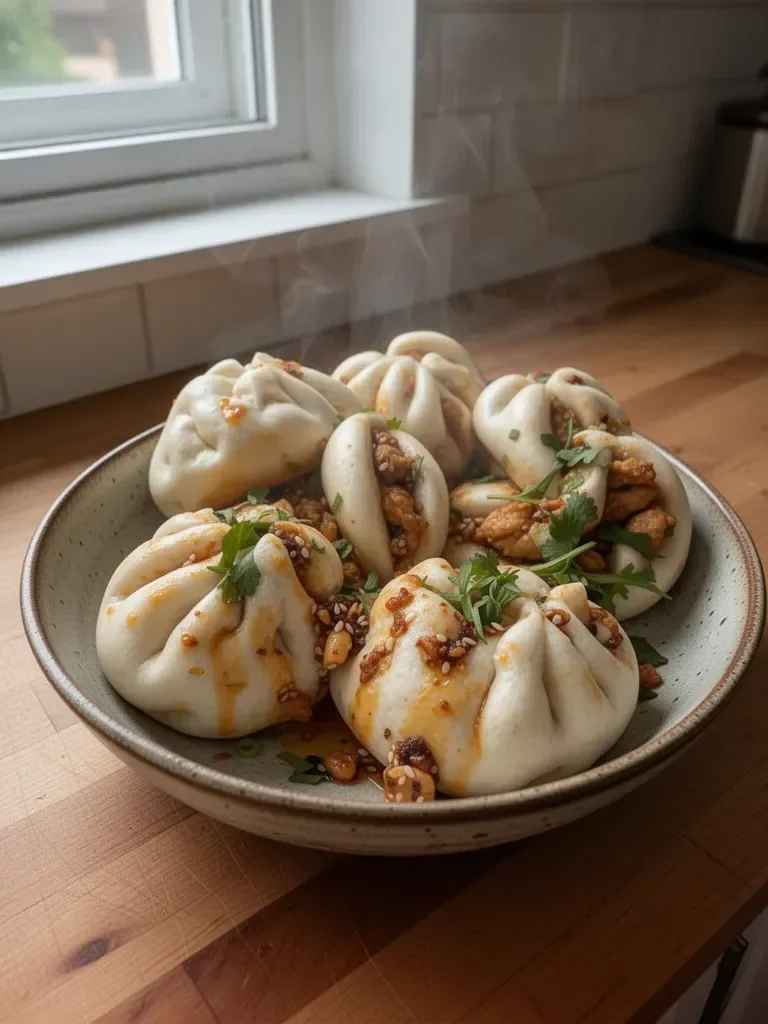 Korean Chicken Steamed Bao Buns