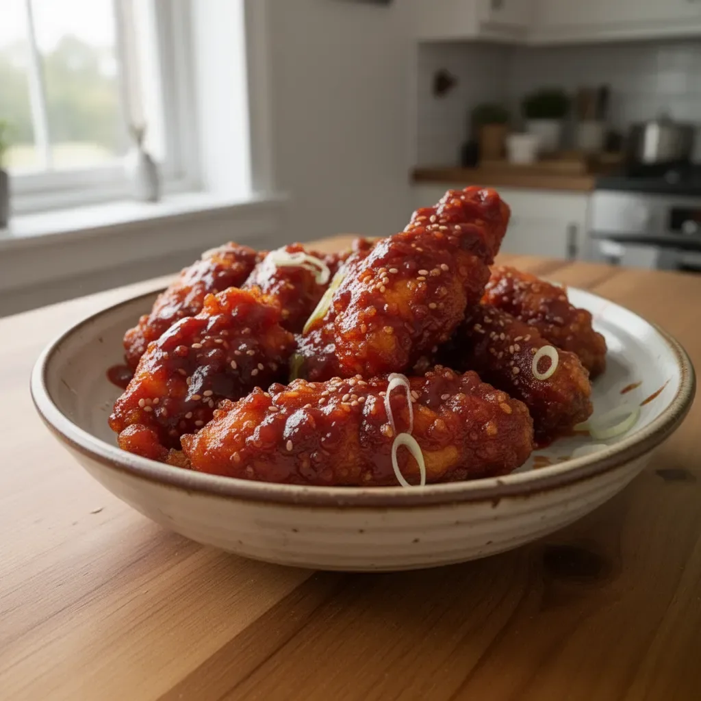 Crispy Korean Fried Chicken prepared in an air fryer for a healthier meal