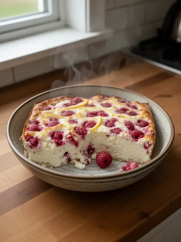 Lemon Raspberry Cottage Cheese Bake
