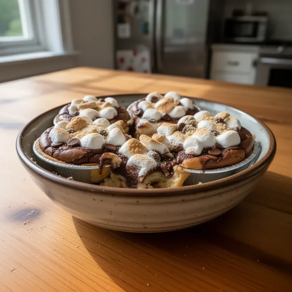 Delicious mini s'mores pies with graham crackers, chocolate, and marshmallows