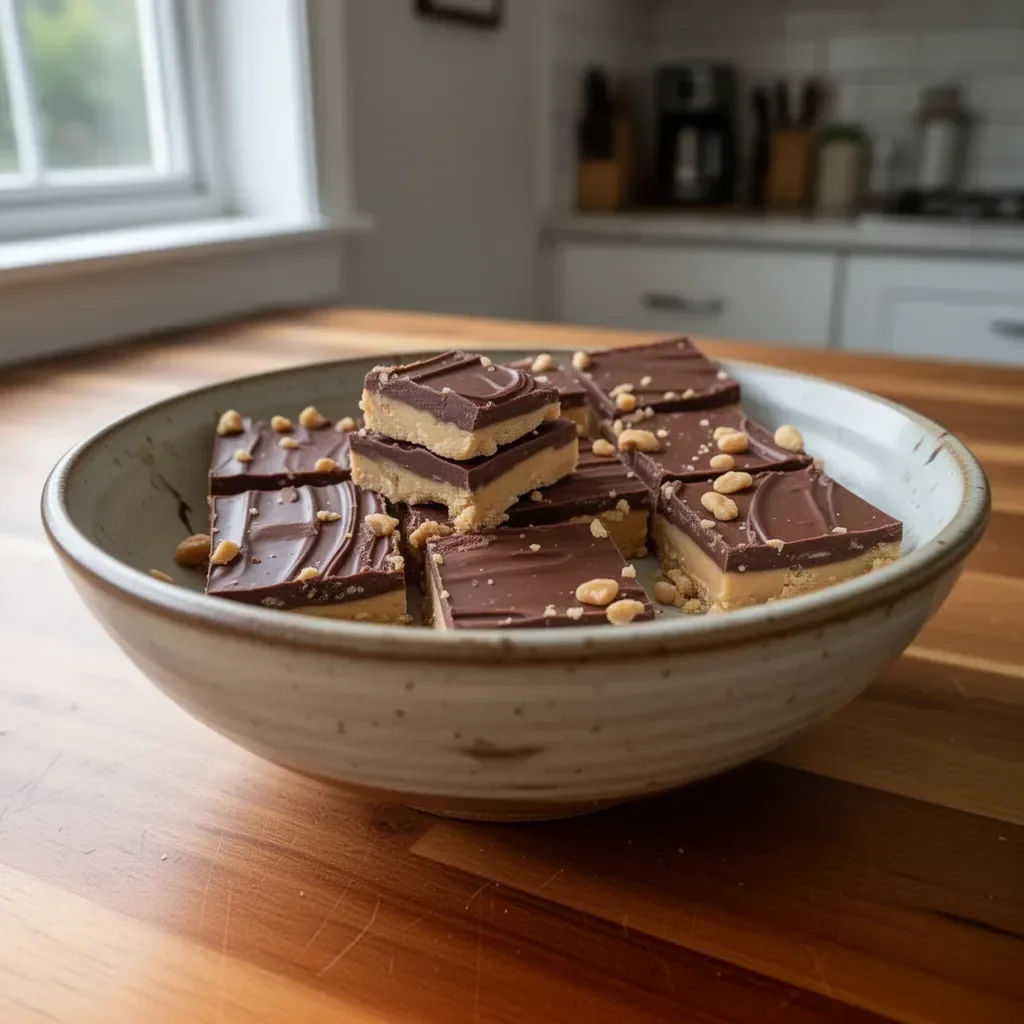 Delicious no bake chocolate peanut butter bars topped with chocolate drizzle