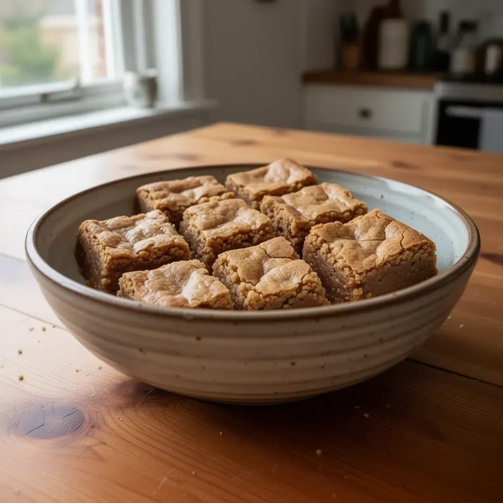 Delicious one-bowl classic blondies with a golden brown crust and chewy texture.