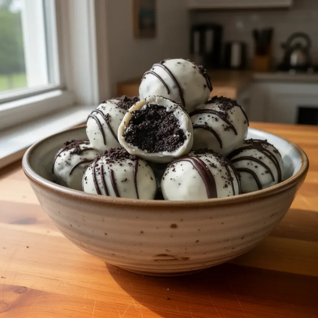 Delicious no-bake Oreo Cake Balls ready to serve as a sweet dessert.