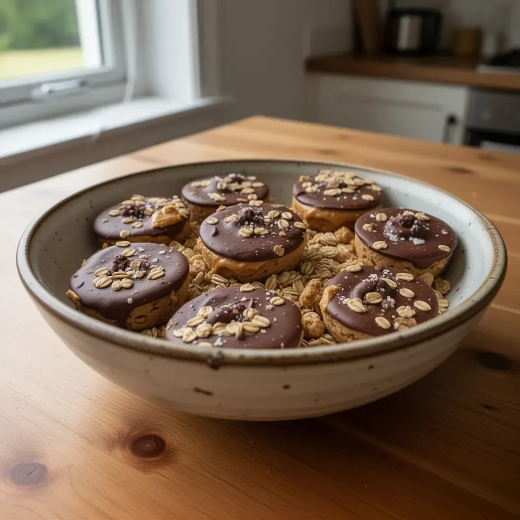 Peanut Butter Oat Cups - Healthy and delicious snack made from oats and peanut butter.