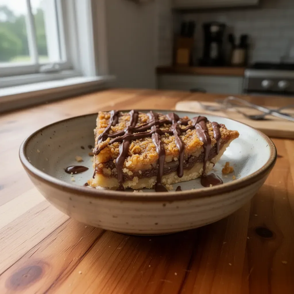 Delicious Samoa Pie with chocolate, coconut, and caramel toppings.