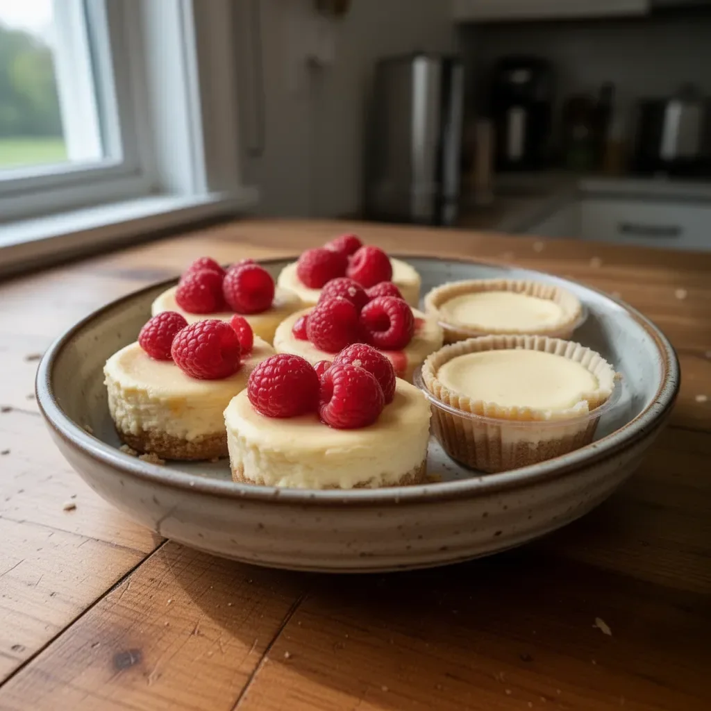 Delicious small batch mini cheesecakes topped with fresh berries.
