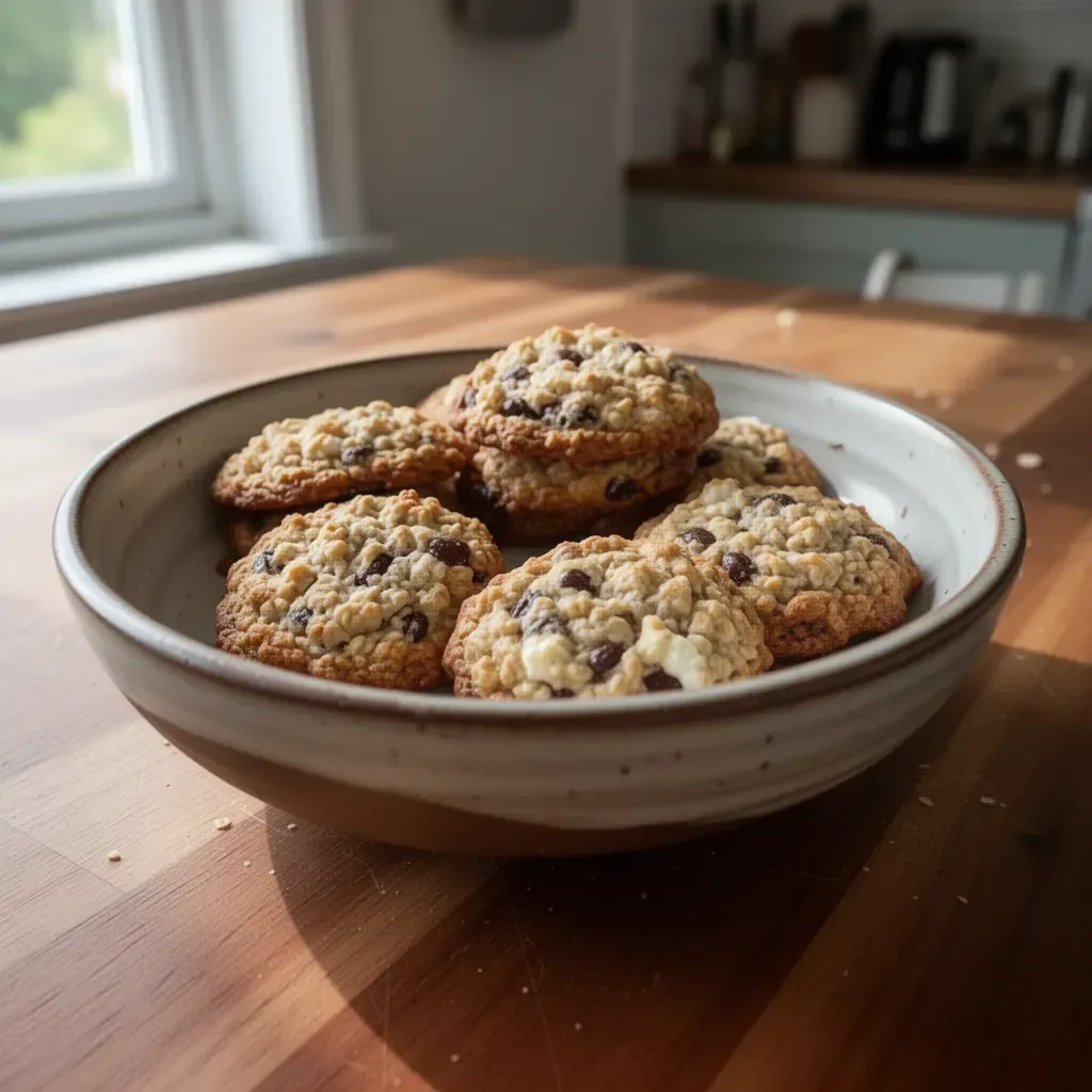 Soft cottage cheese oatmeal cookies fresh out of the oven