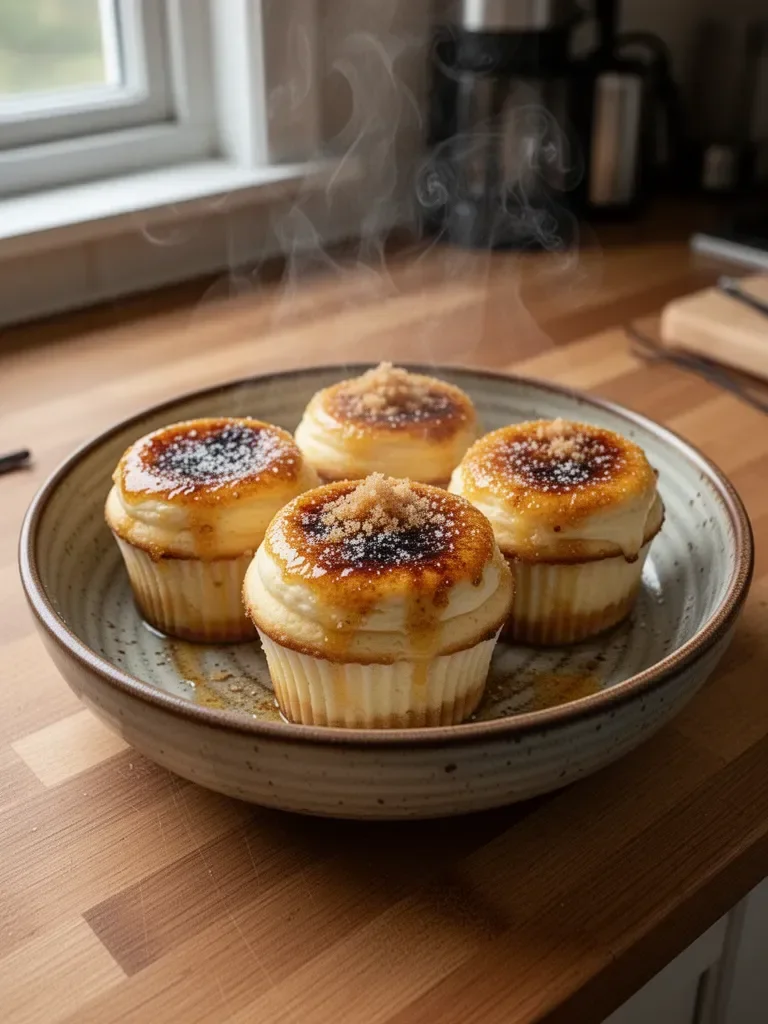 Vanilla Bean Crème Brûlée Cheesecake Cupcakes