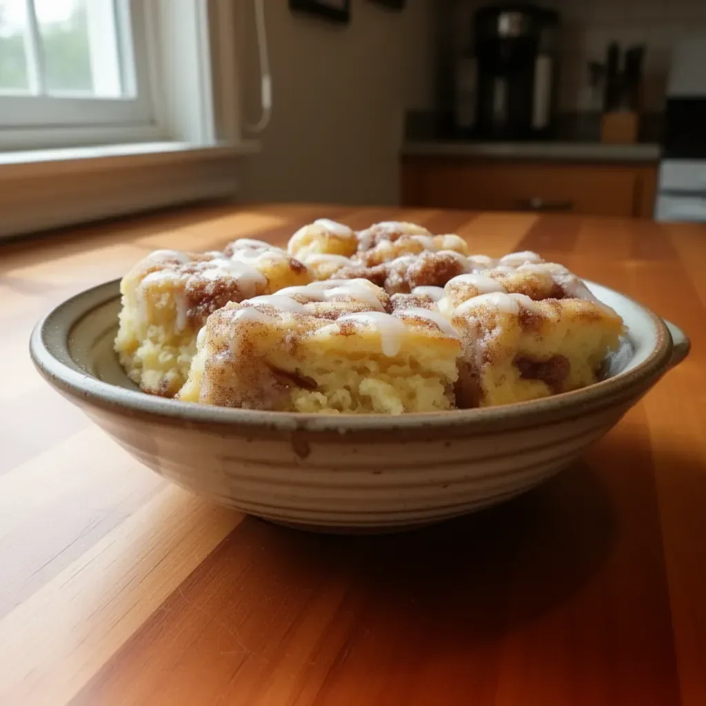 Delicious Amish Cinnamon Flop cake topped with cinnamon and sugar