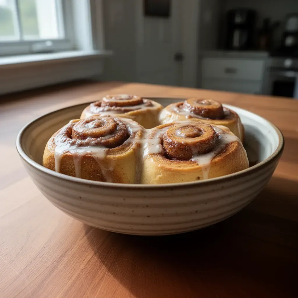 Delicious banana bread cinnamon rolls ready to be enjoyed