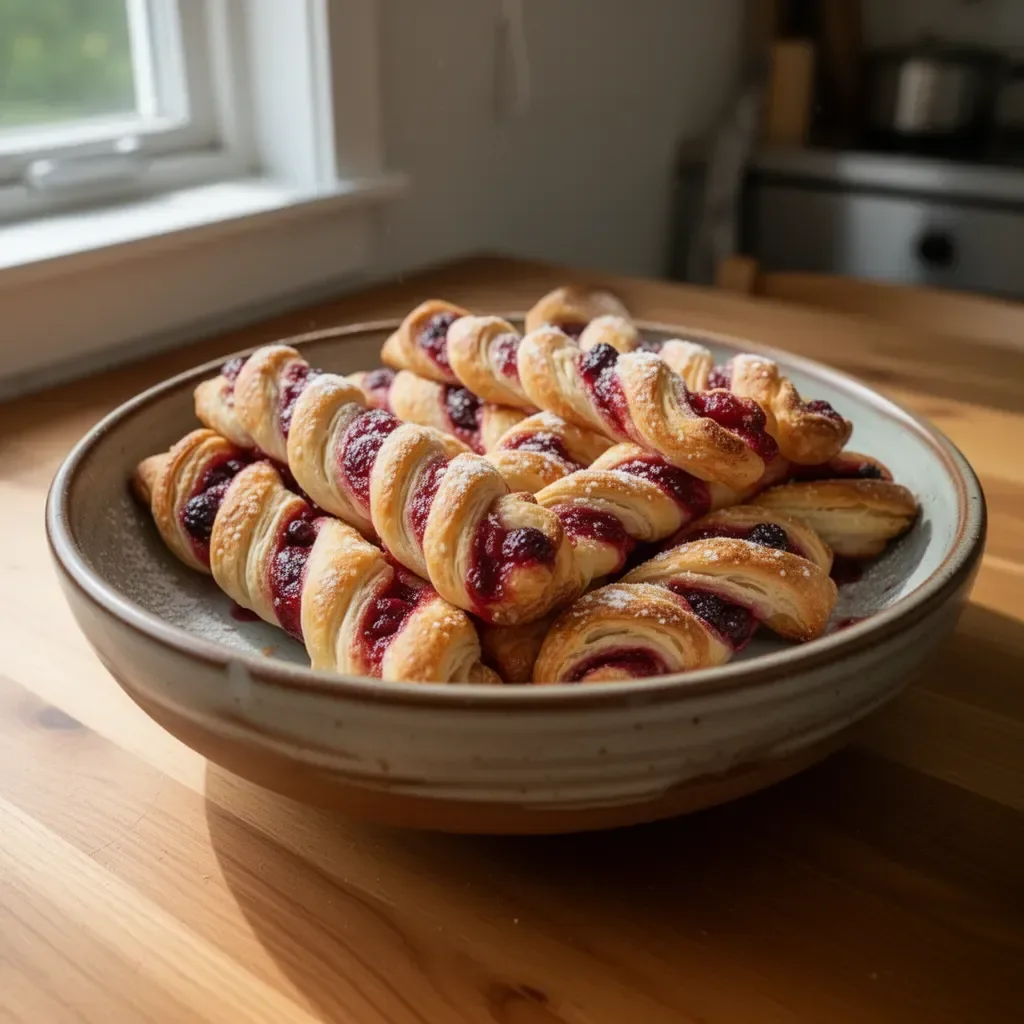 Berry Puff Twists - A delightful pastry dessert filled with mixed berries.