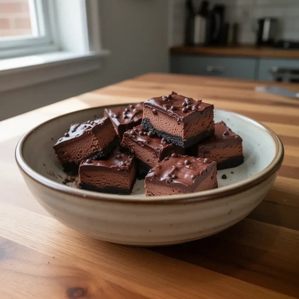 Delicious Chocolate Cheesecake Bars with rich chocolate topping and creamy filling.