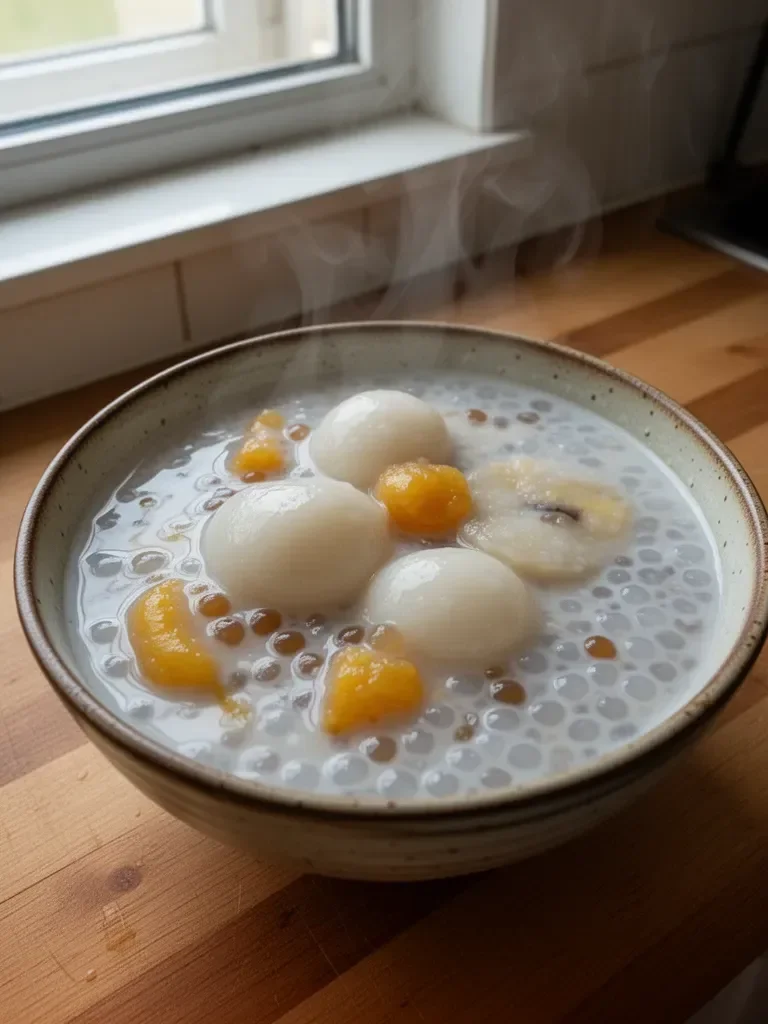 Coconut Milk Dessert with Glutinous Rice Balls and Tapioca Pearls