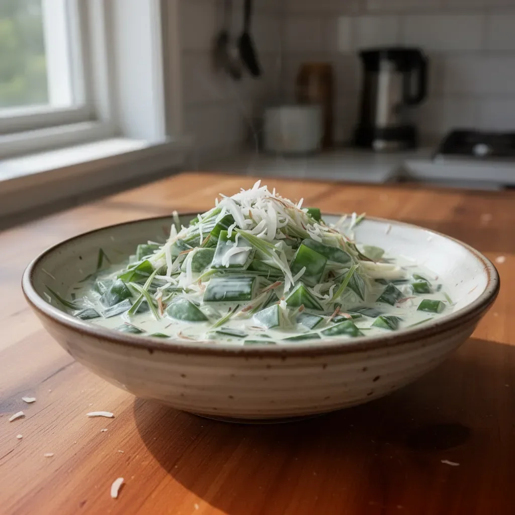 Coconut Pandan Salad featuring vibrant ingredients and tropical flavors.